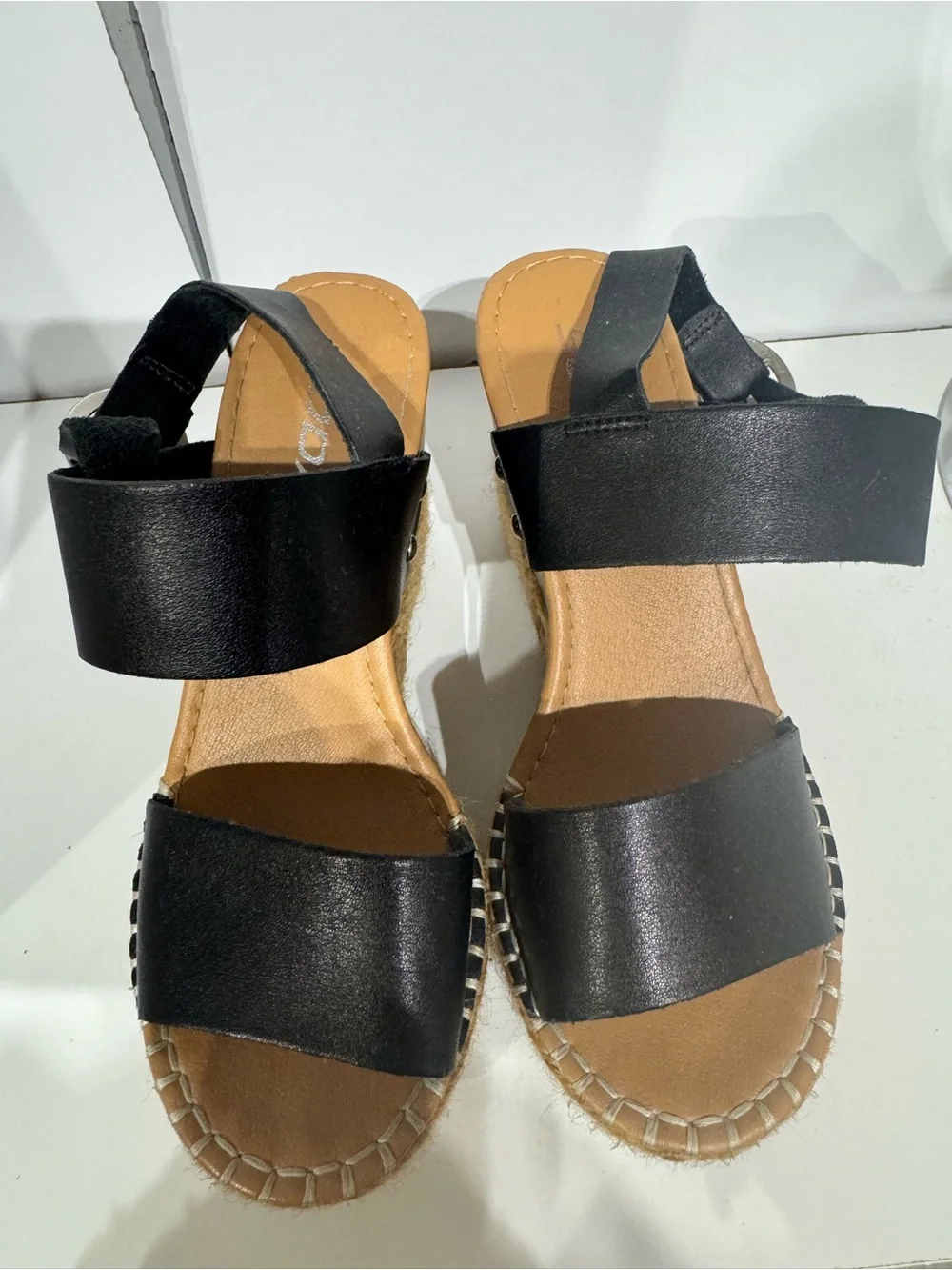 Soda Black Espadrille Platform Wedge Sandals